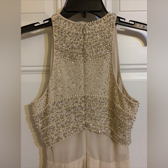 ASOS Embellished Crop Top Beaded Mini‎ Dress Women’s Ivory Beige Size US 4 - Picture 6 of 14